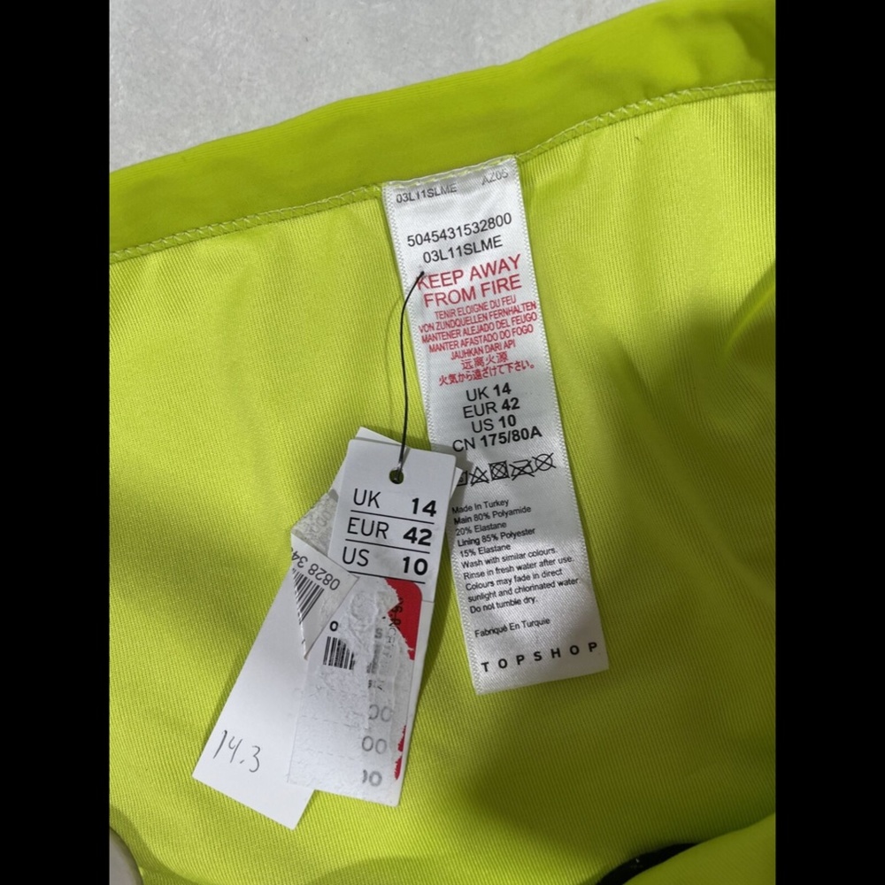 NWT $26 Topshop Ring High Leg Bikini Bottoms in Lime Green [SZ 10 US } - Picture 9 of 12